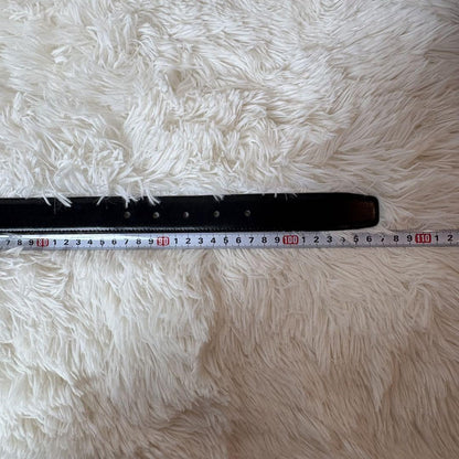 Saint Laurent Men's Belt YSL Cassandra Leather Gold Black Authentic