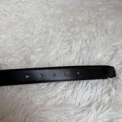 Saint Laurent Men's Belt YSL Cassandra Leather Gold Black Authentic