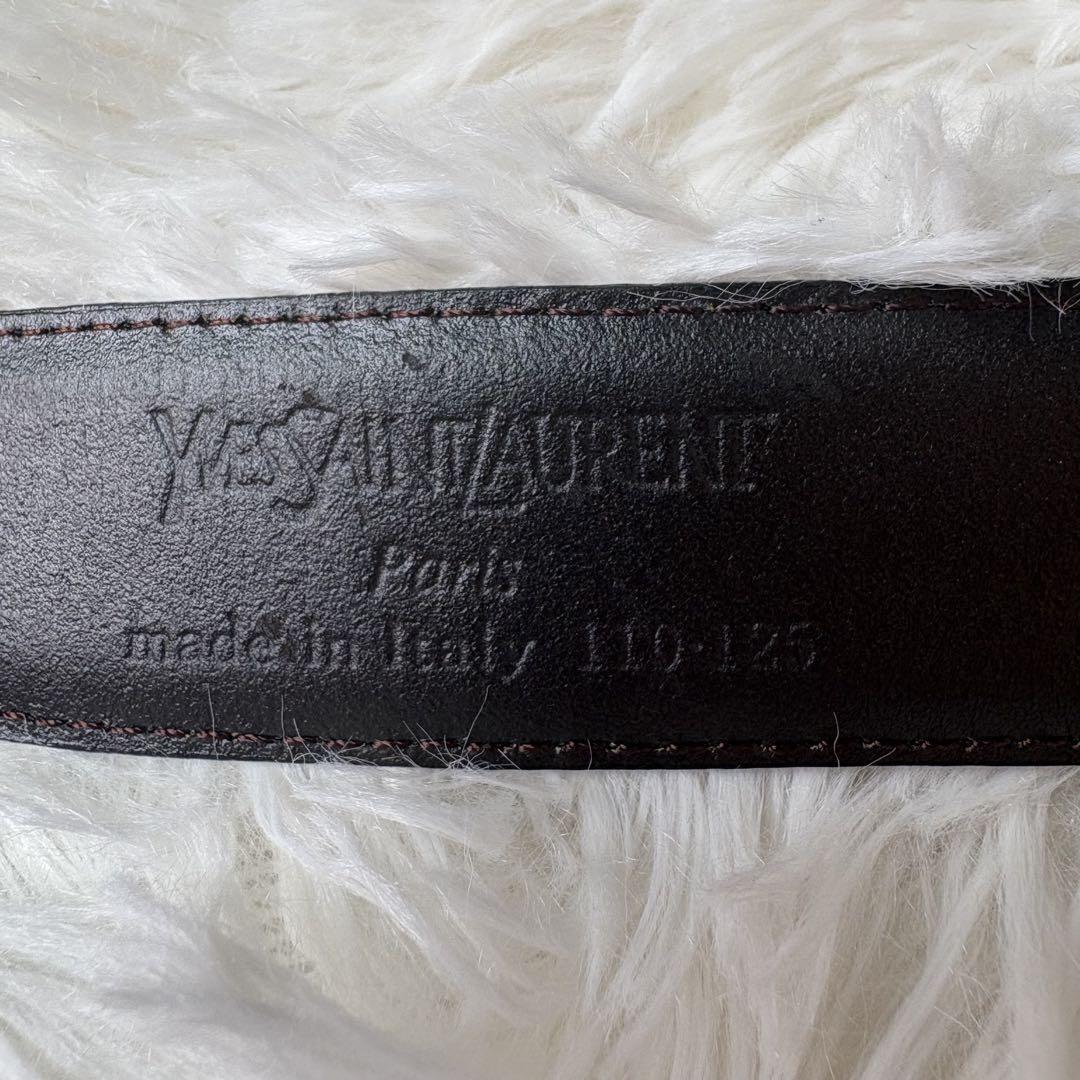 Saint Laurent Men's Belt YSL Cassandra Leather Gold Black Authentic