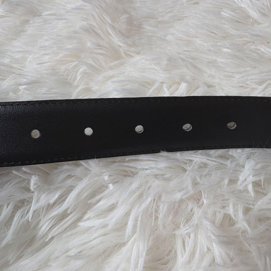 Saint Laurent Men's Belt YSL Cassandra Leather Gold Black Authentic