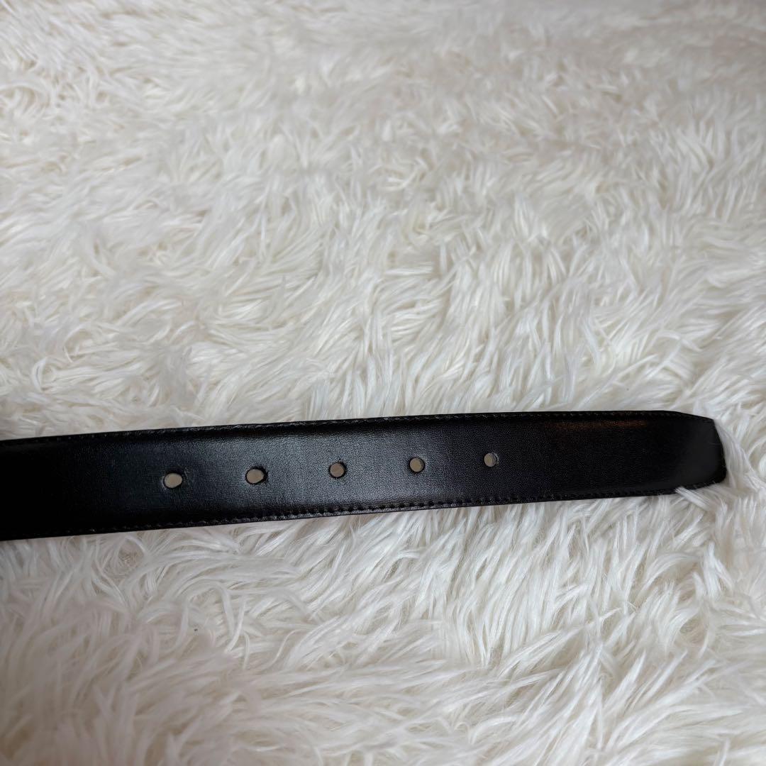 Saint Laurent Men's Belt YSL Cassandra Leather Gold Black Authentic