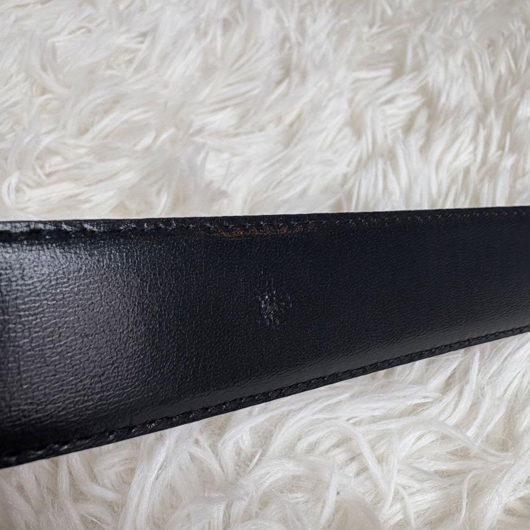 Saint Laurent Men's Belt YSL Cassandra Leather Gold Black Authentic