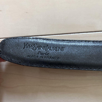 Saint Laurent Men's Belt YSL Cassandra Black Leather Authentic