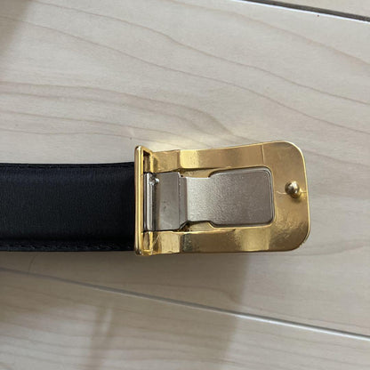 Saint Laurent Men's Belt YSL Cassandra Black Leather Authentic