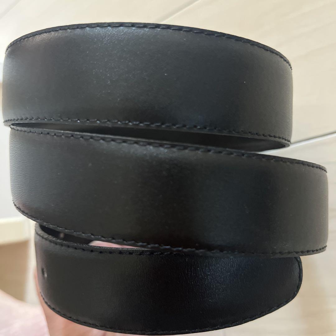 Saint Laurent Men's Belt YSL Cassandra Black Leather Authentic