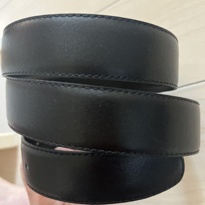 Saint Laurent Men's Belt YSL Cassandra Black Leather Authentic