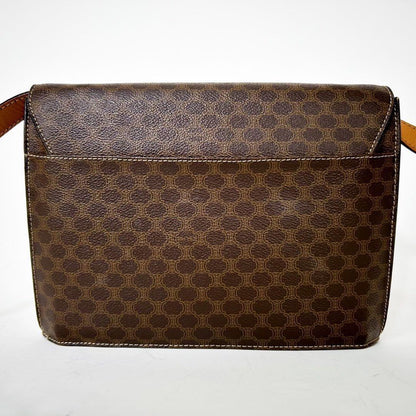 CELINE Shoulder Bag Purse Macadam Leather Brown Authentic