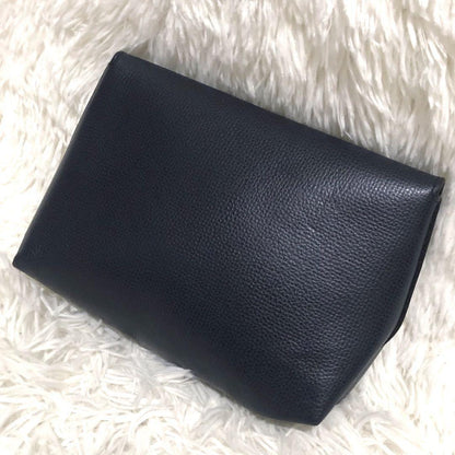 MULBERRY Accessory Pouch Hand Pouch Leather Navy Authentic