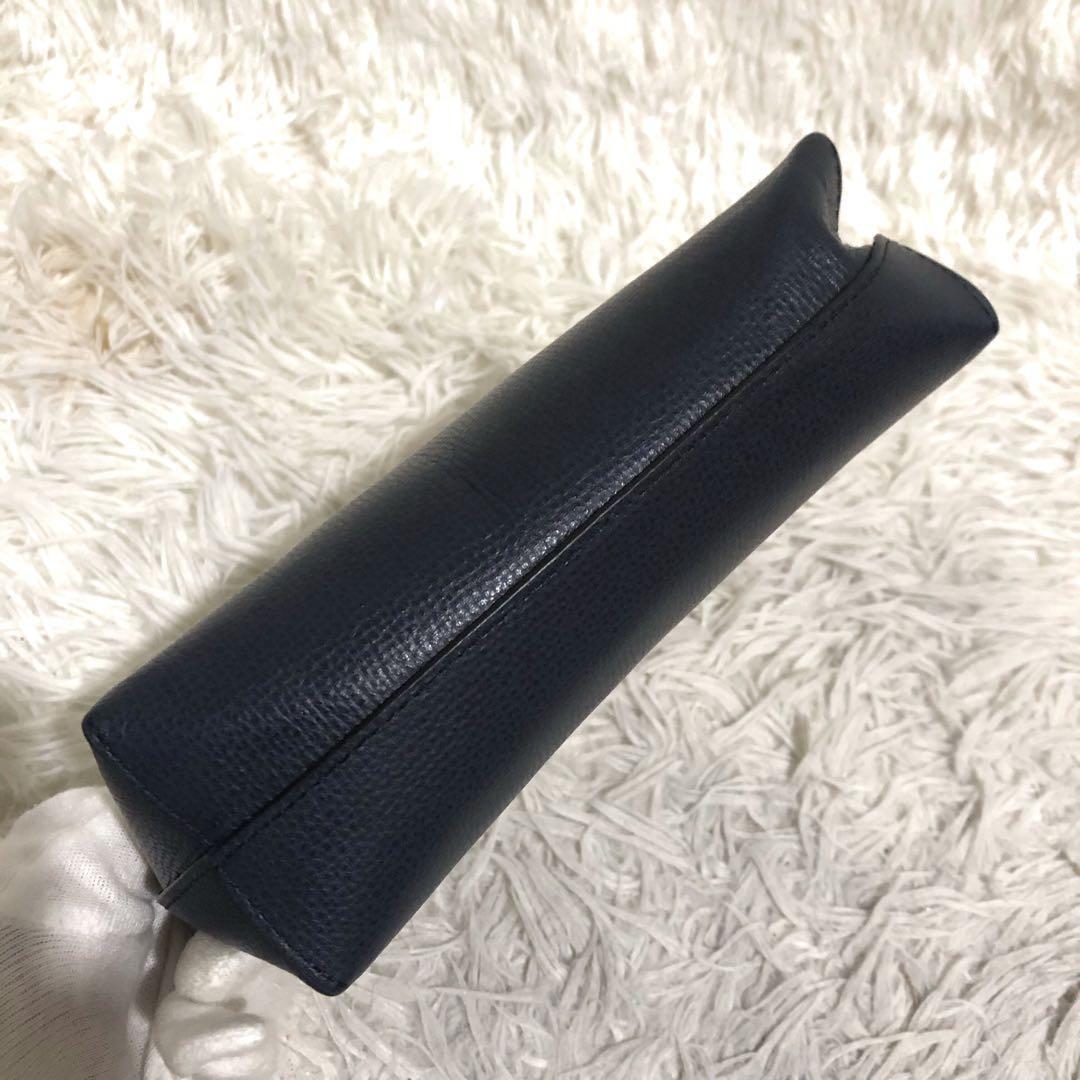 MULBERRY Accessory Pouch Hand Pouch Leather Navy Authentic