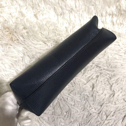 MULBERRY Accessory Pouch Hand Pouch Leather Navy Authentic