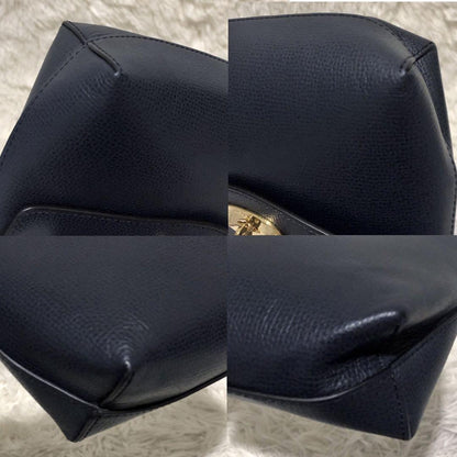 MULBERRY Accessory Pouch Hand Pouch Leather Navy Authentic