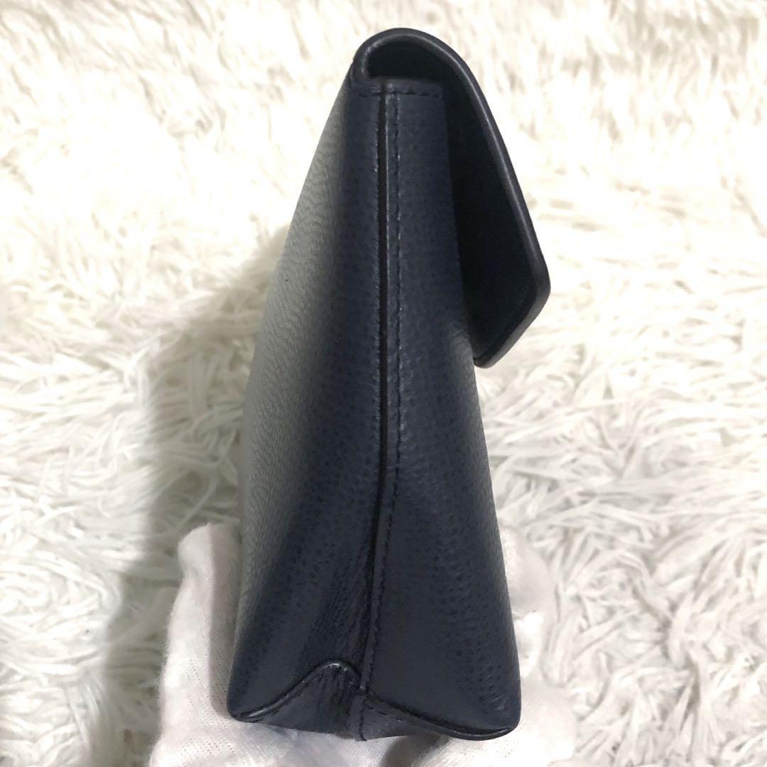 MULBERRY Accessory Pouch Hand Pouch Leather Navy Authentic