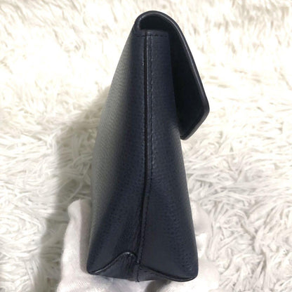MULBERRY Accessory Pouch Hand Pouch Leather Navy Authentic