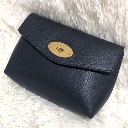 MULBERRY Accessory Pouch Hand Pouch Leather Navy Authentic