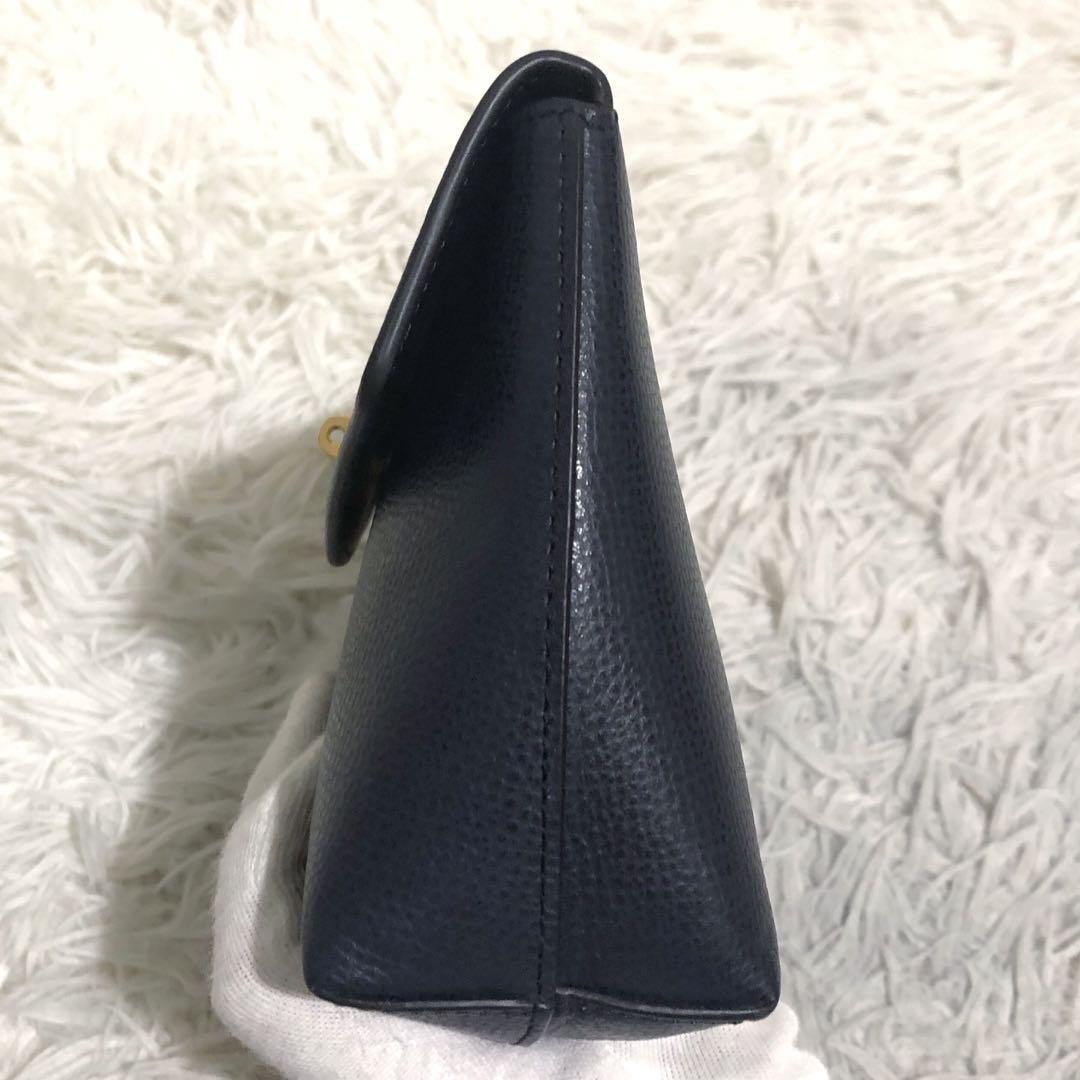 MULBERRY Accessory Pouch Hand Pouch Leather Navy Authentic