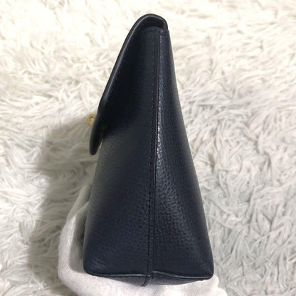 MULBERRY Accessory Pouch Hand Pouch Leather Navy Authentic