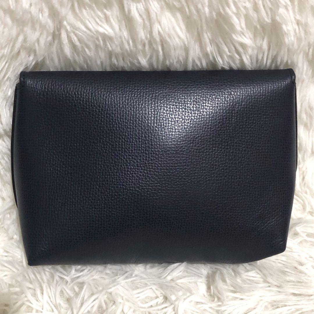 MULBERRY Accessory Pouch Hand Pouch Leather Navy Authentic