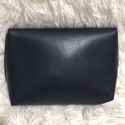 MULBERRY Accessory Pouch Hand Pouch Leather Navy Authentic