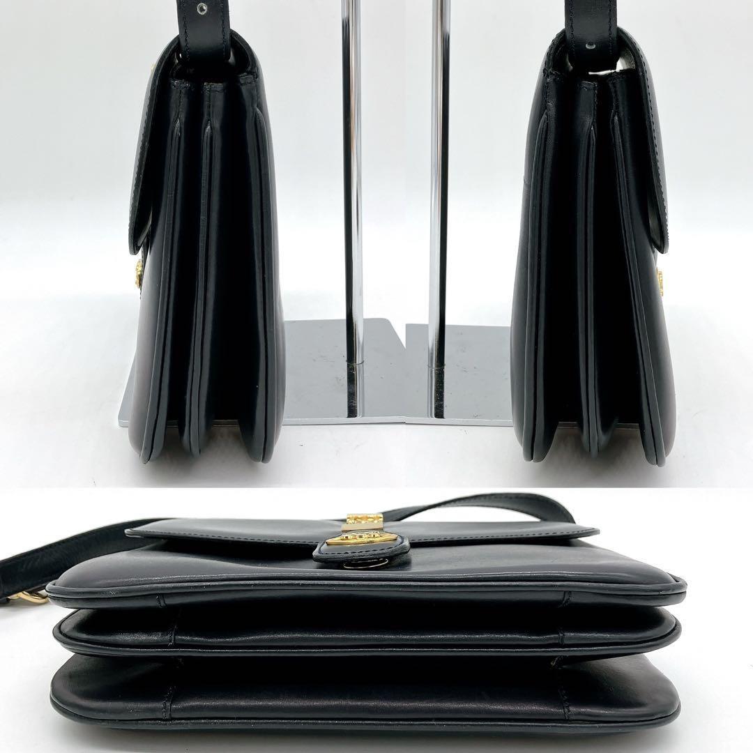 CELINE Shoulder Bag Purse Leather Dark Navy Authentic