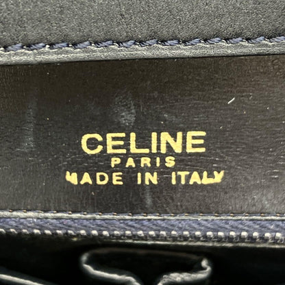 CELINE Shoulder Bag Purse Leather Dark Navy Authentic