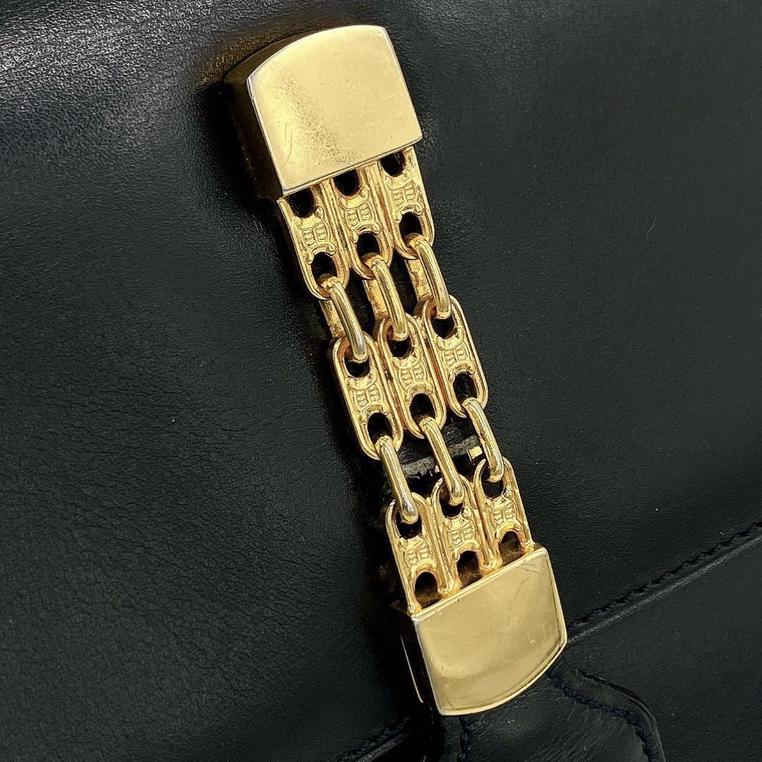 CELINE Shoulder Bag Purse Leather Dark Navy Authentic