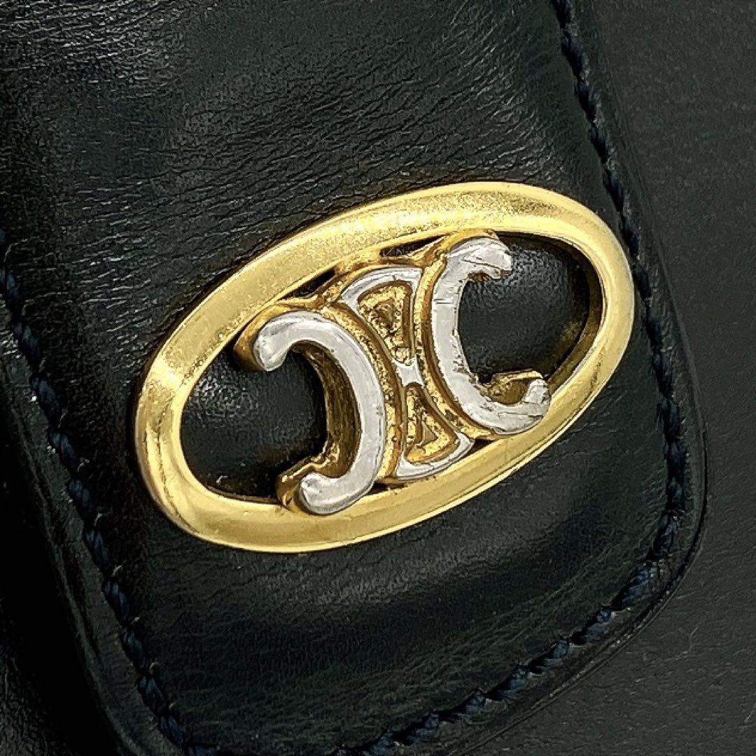 CELINE Shoulder Bag Purse Leather Dark Navy Authentic