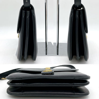 CELINE Shoulder Bag Purse Leather Dark Navy Authentic