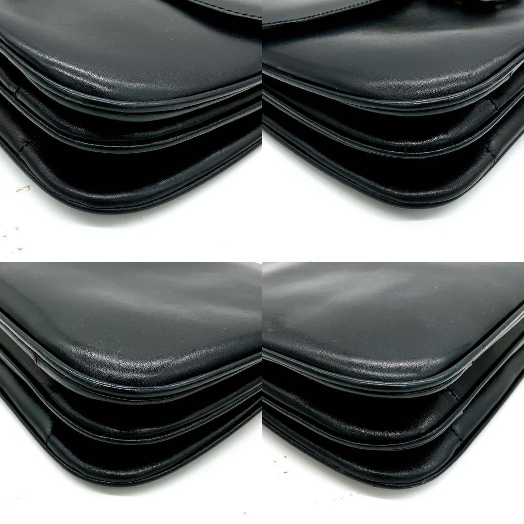 CELINE Shoulder Bag Purse Leather Dark Navy Authentic