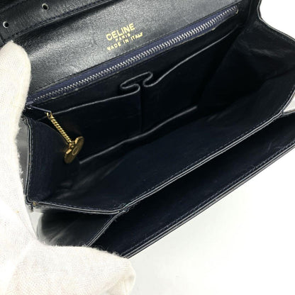 CELINE Shoulder Bag Purse Leather Dark Navy Authentic