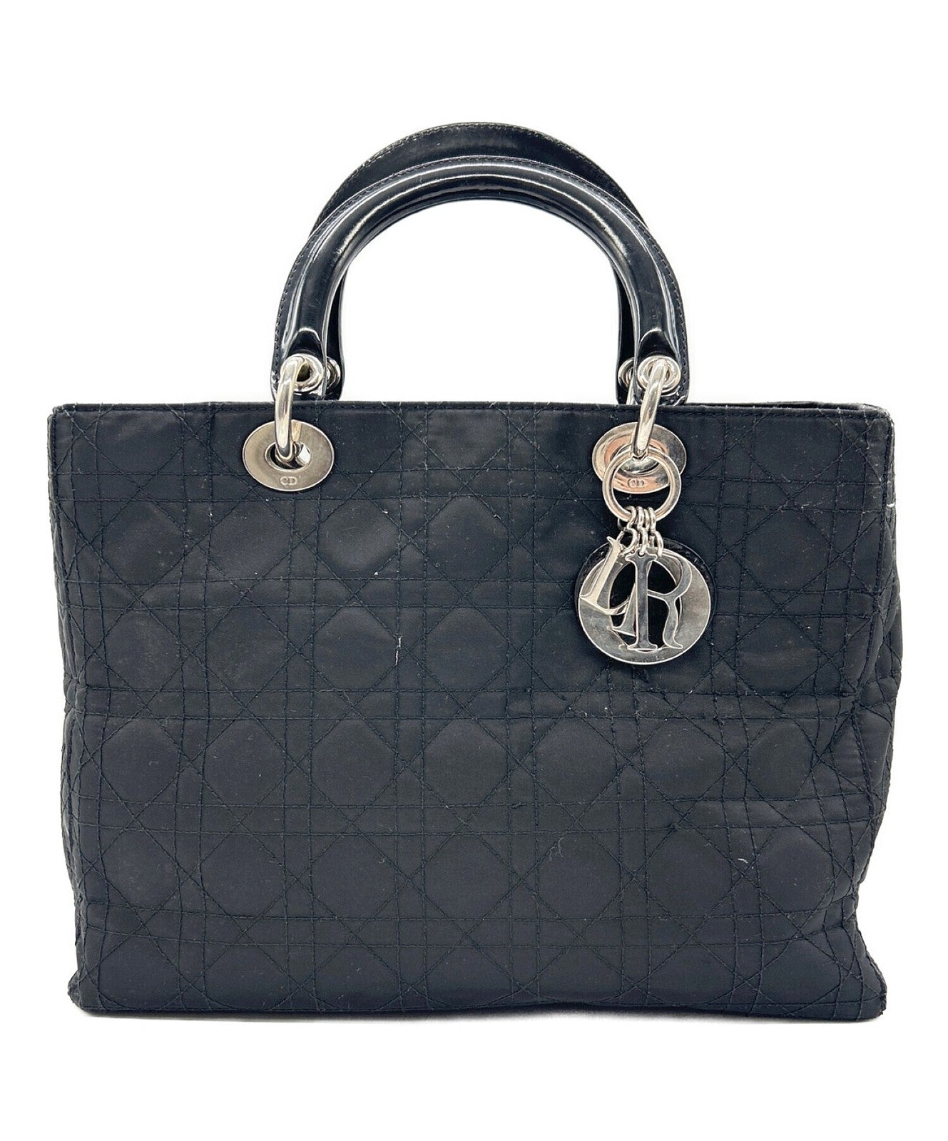 Christian Dior Hand Bag Tote Purse Cannage Black Authentic