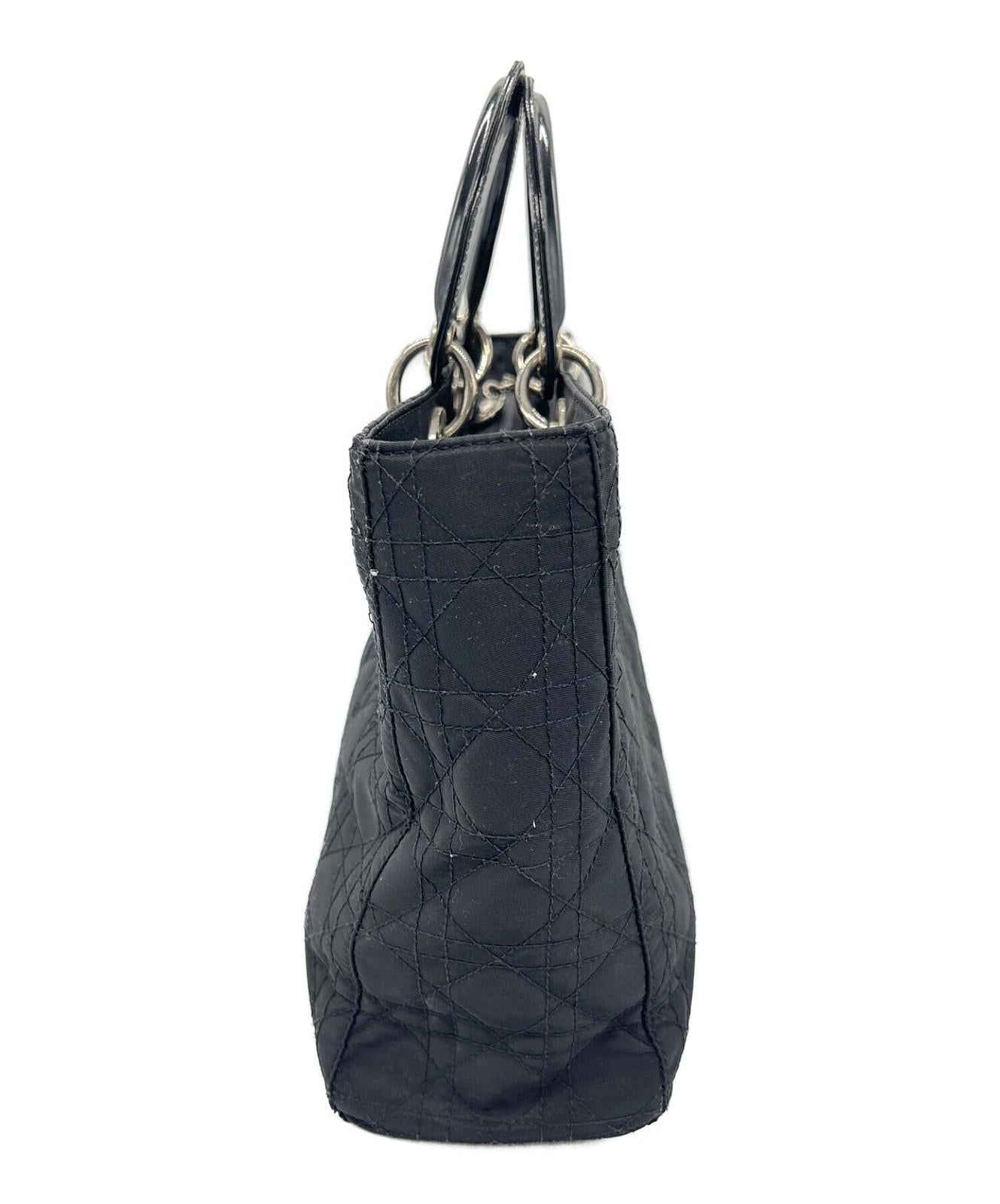 Christian Dior Hand Bag Tote Purse Cannage Black Authentic