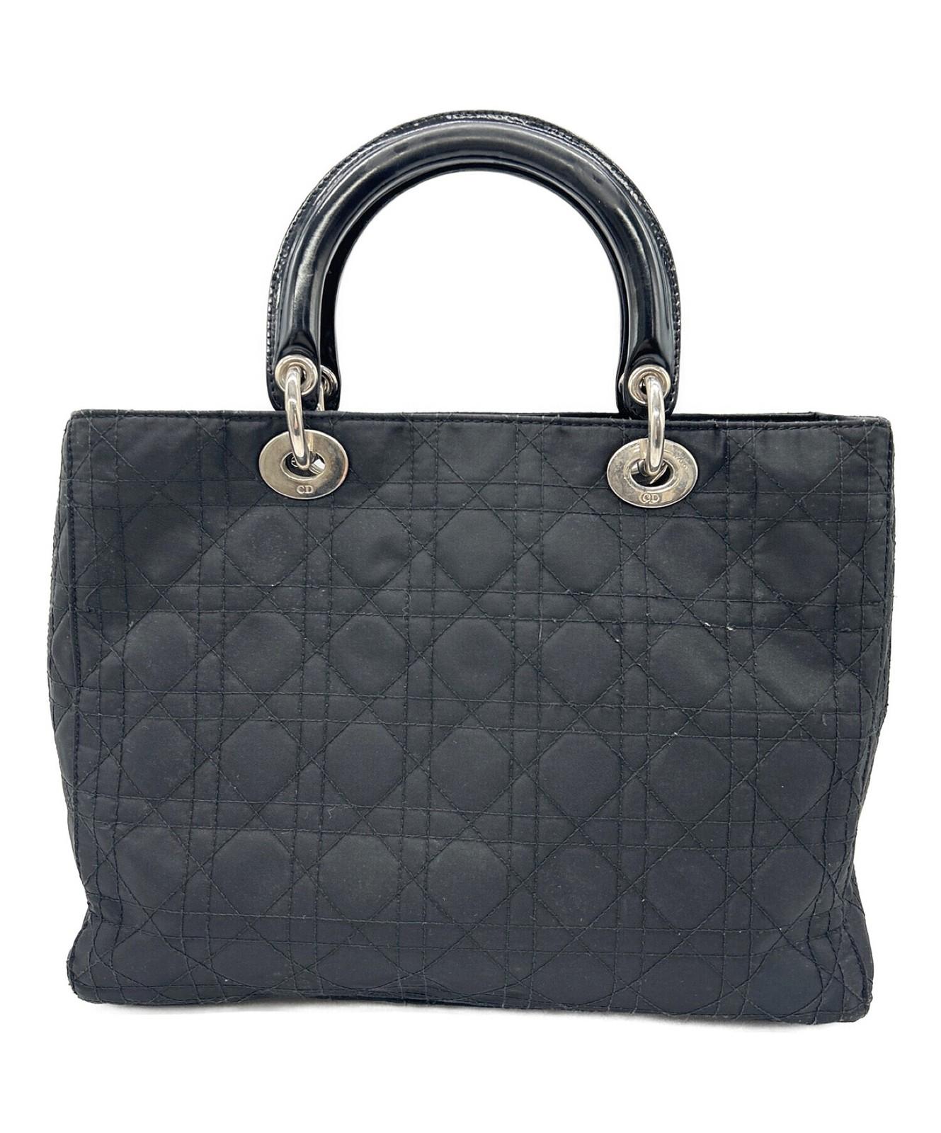 Christian Dior Hand Bag Tote Purse Cannage Black Authentic