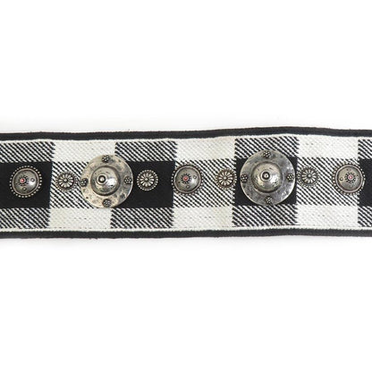 Christian Dior Shoulder Strap Belt Canvas Black White Authentic