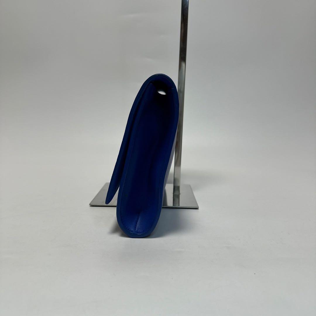 Saint Laurent Clutch Bag Second Bag Y Line Leather Blue Authentic