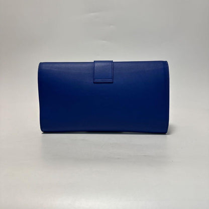 Saint Laurent Clutch Bag Second Bag Y Line Leather Blue Authentic