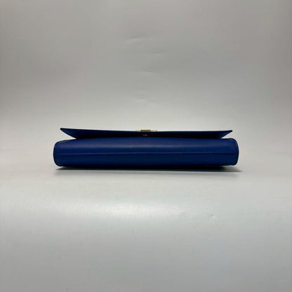 Saint Laurent Clutch Bag Second Bag Y Line Leather Blue Authentic
