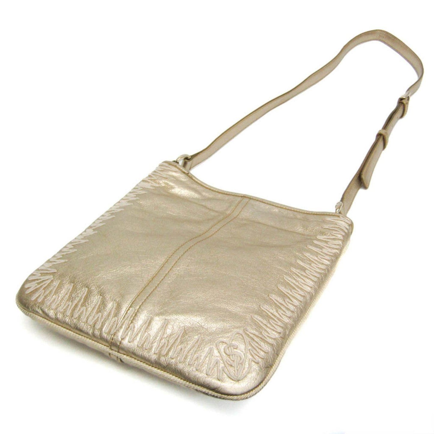 Saint Laurent Shoulder Bag Purse Leather Gold Authentic