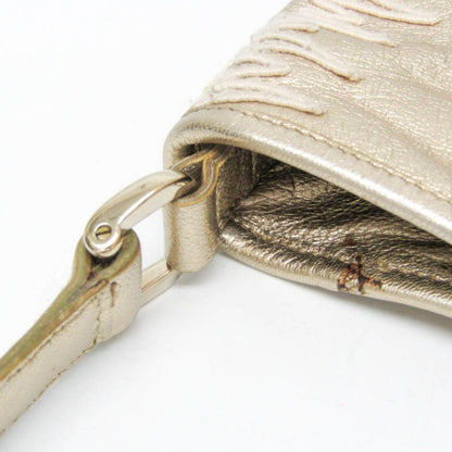 Saint Laurent Shoulder Bag Purse Leather Gold Authentic