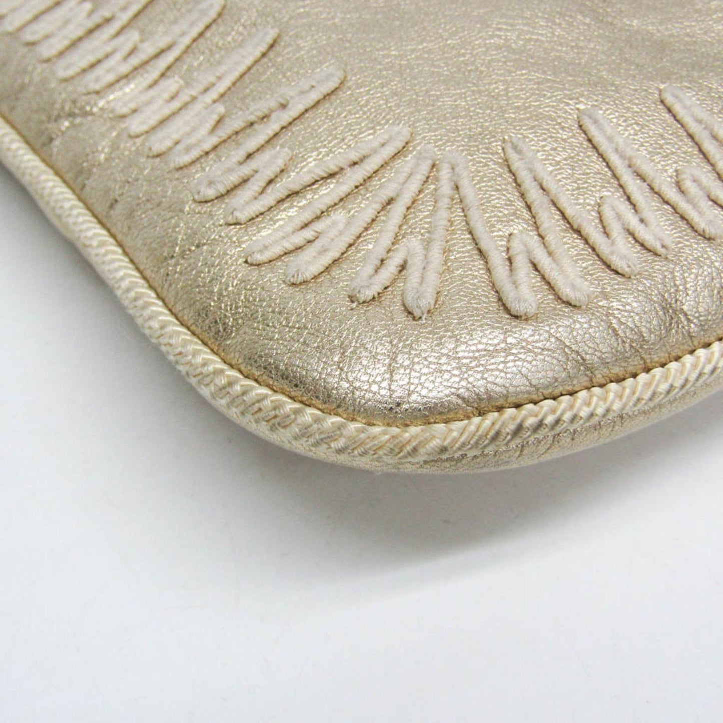 Saint Laurent Shoulder Bag Purse Leather Gold Authentic