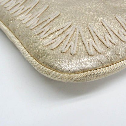 Saint Laurent Shoulder Bag Purse Leather Gold Authentic