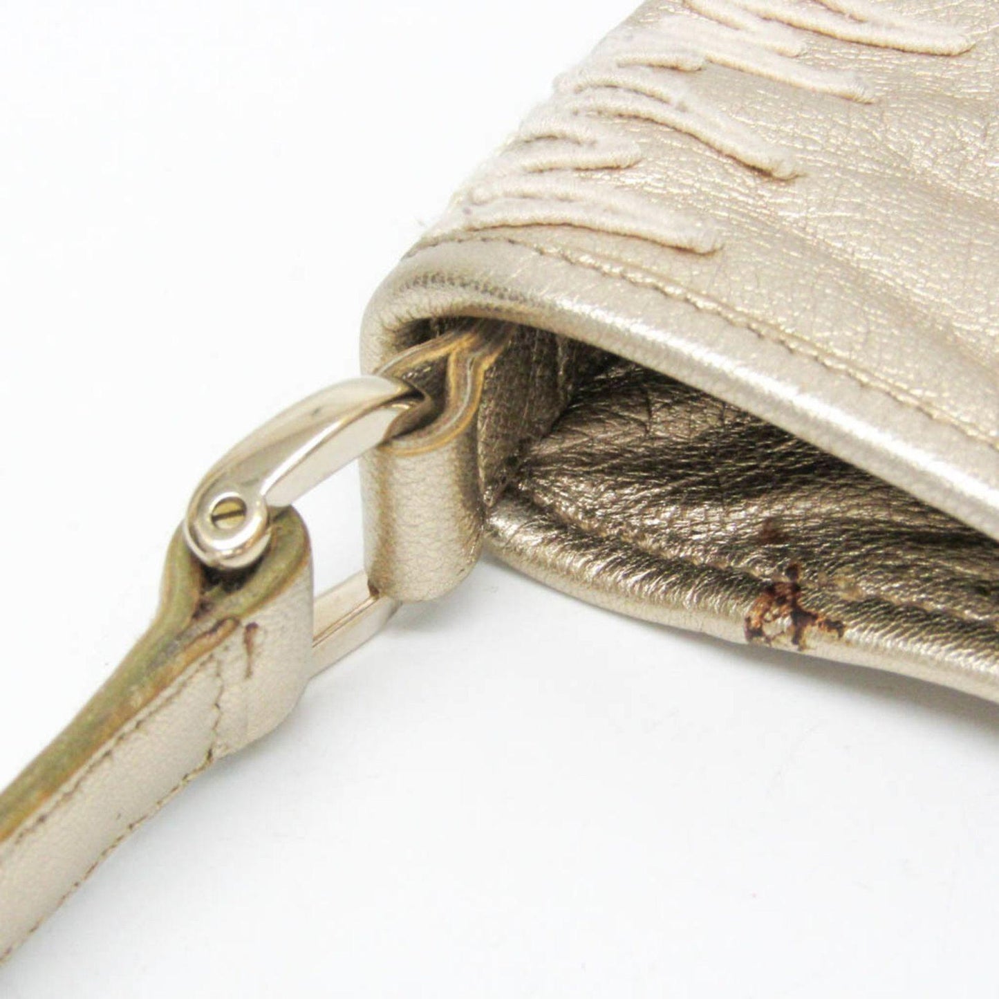 Saint Laurent Shoulder Bag Purse Leather Gold Authentic