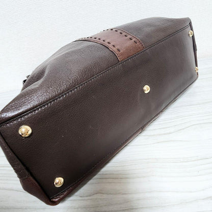 Saint Laurent Hand Shoulder Bag Tote Purse Y Line Leather Brown Authentic