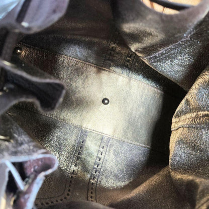 Saint Laurent Hand Shoulder Bag Tote Purse Y Line Leather Brown Authentic