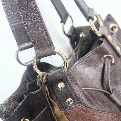 Saint Laurent Hand Shoulder Bag Tote Purse Y Line Leather Brown Authentic