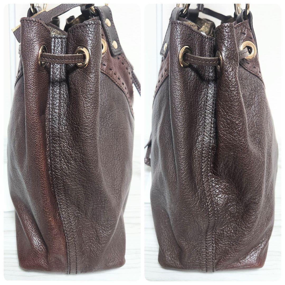 Saint Laurent Hand Shoulder Bag Tote Purse Y Line Leather Brown Authentic