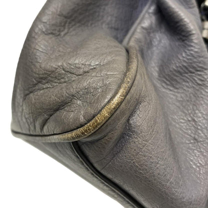 MULBERRY Hand Bag Tote Purse Turn Lock Leather Blue Gray Authentic