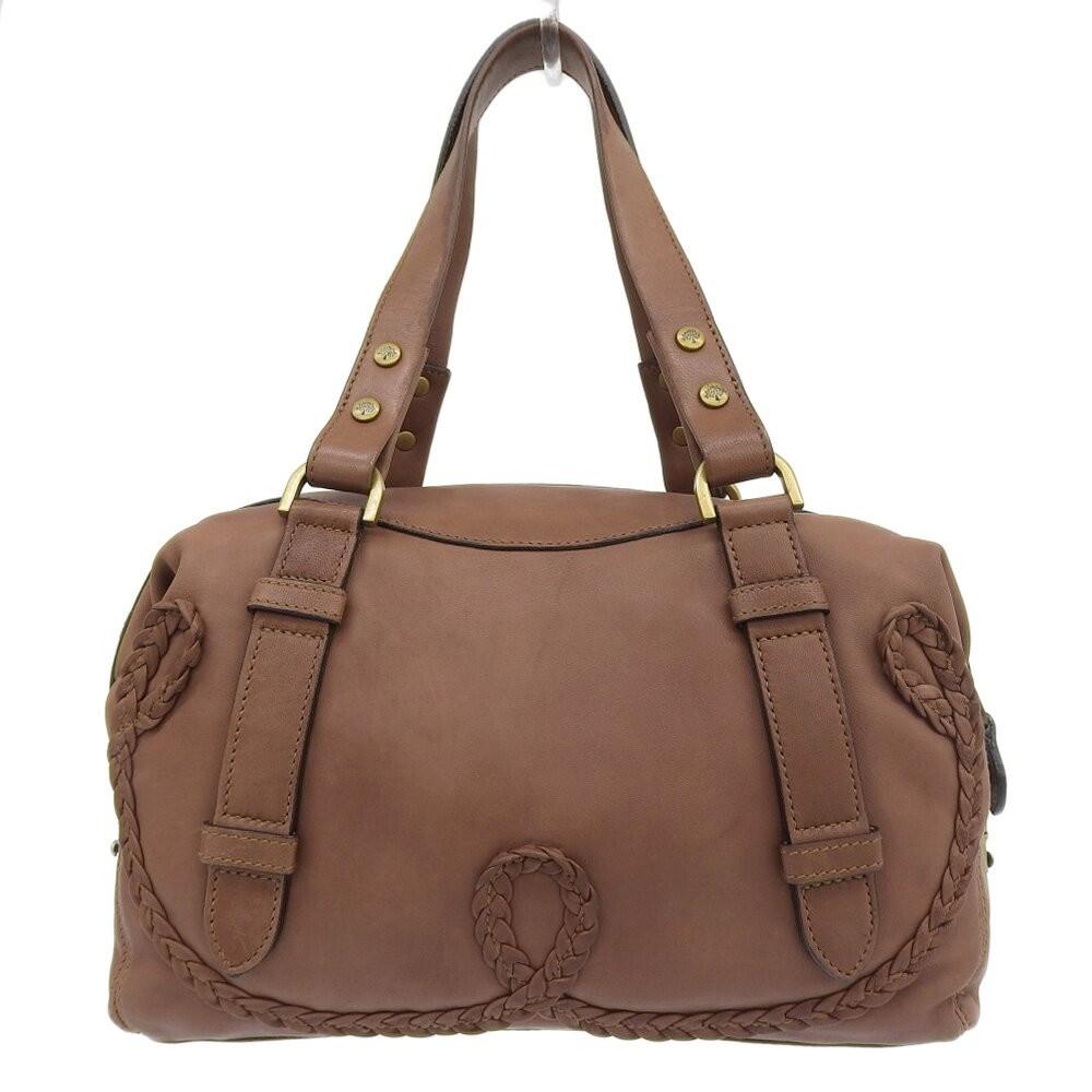 MULBERRY Hand Shoulder Bag Tote Purse Boston 2way Leather Brown Authentic