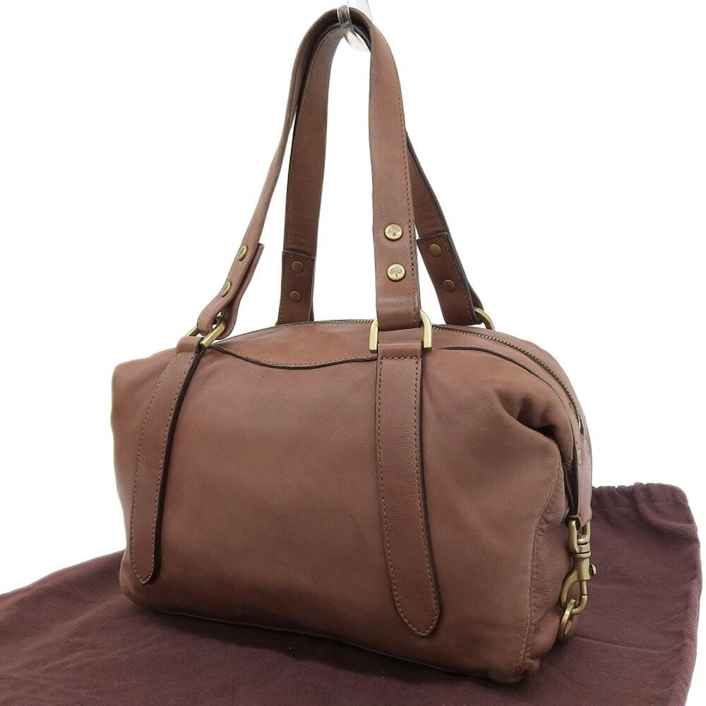 MULBERRY Hand Shoulder Bag Tote Purse Boston 2way Leather Brown Authentic