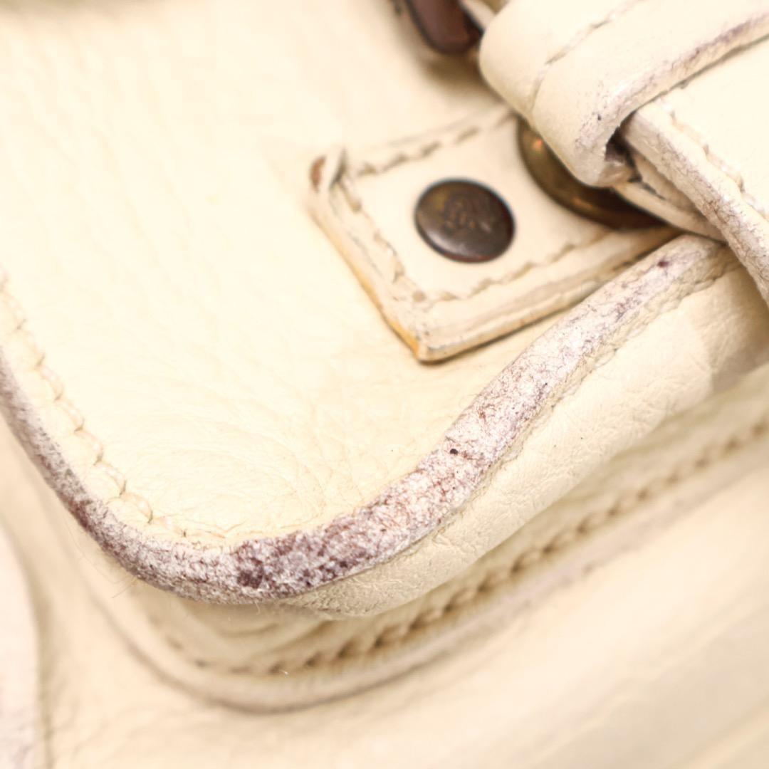 MULBERRY Hand Bag Tote Purse Boston Leather Off White Authentic