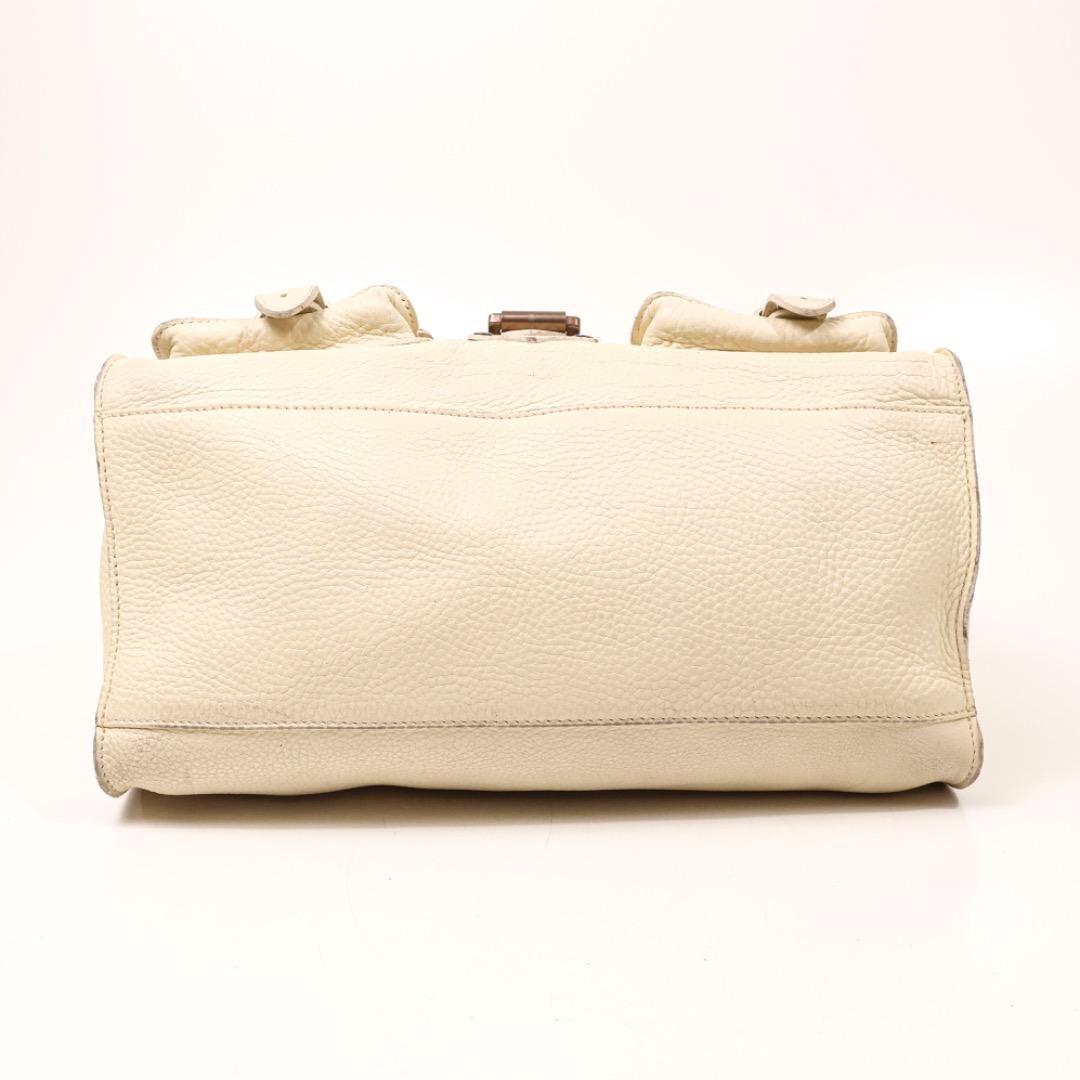 MULBERRY Hand Bag Tote Purse Boston Leather Off White Authentic